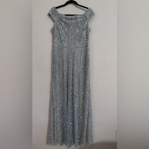 Adrianna Papell silver sequin formal dress